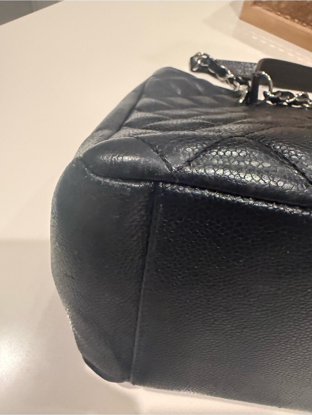 CHANEL grand shopping Tote quilted black caviar silver Chain-Strap Handles - Picture 11 of 14